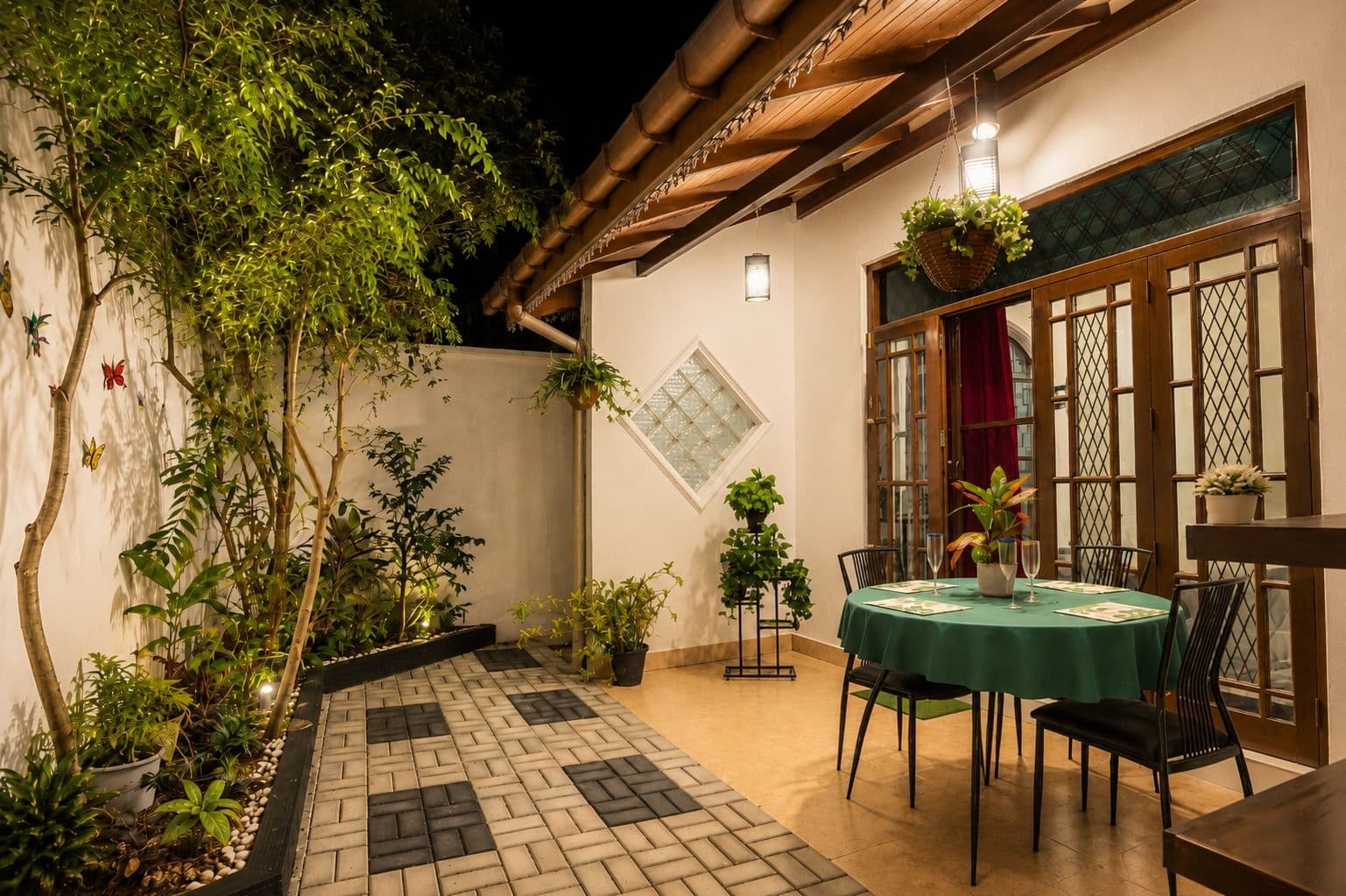 Courtyard at night